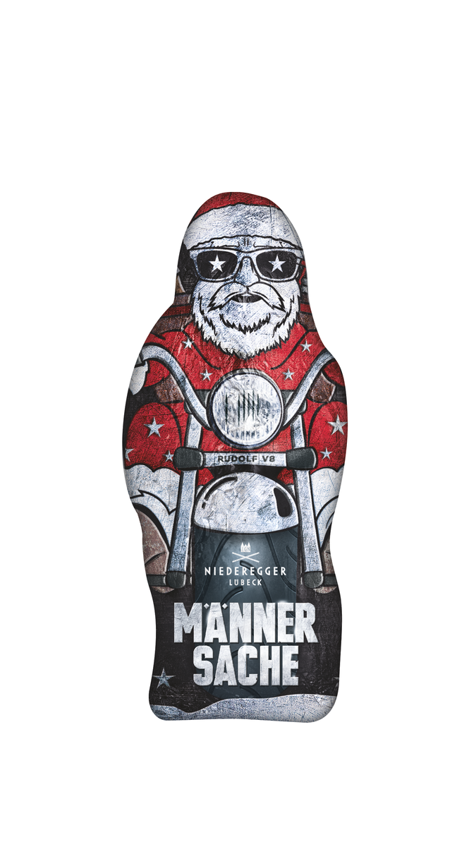 Marzipan-Weihnachtsmann Männersache, 100 g, mit Mandeln und Zartbitter-Schokolade in Form