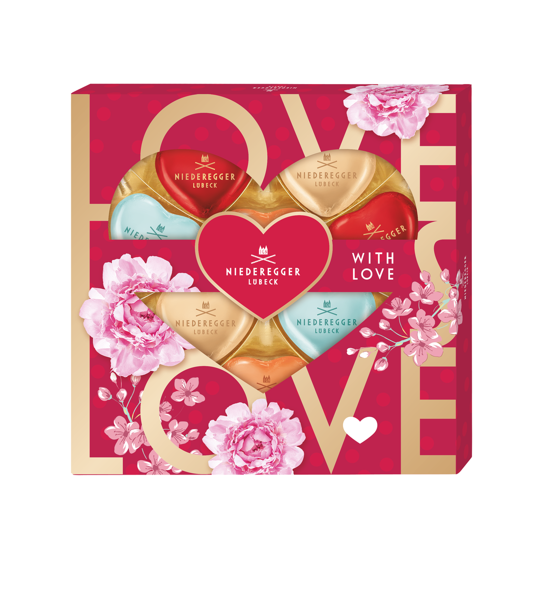 Meisterselektion Herzen with Love Schokoladen-Set, 125 g, Mischung aus Vollmilch-, Zartbitter- und weiße Schokolade