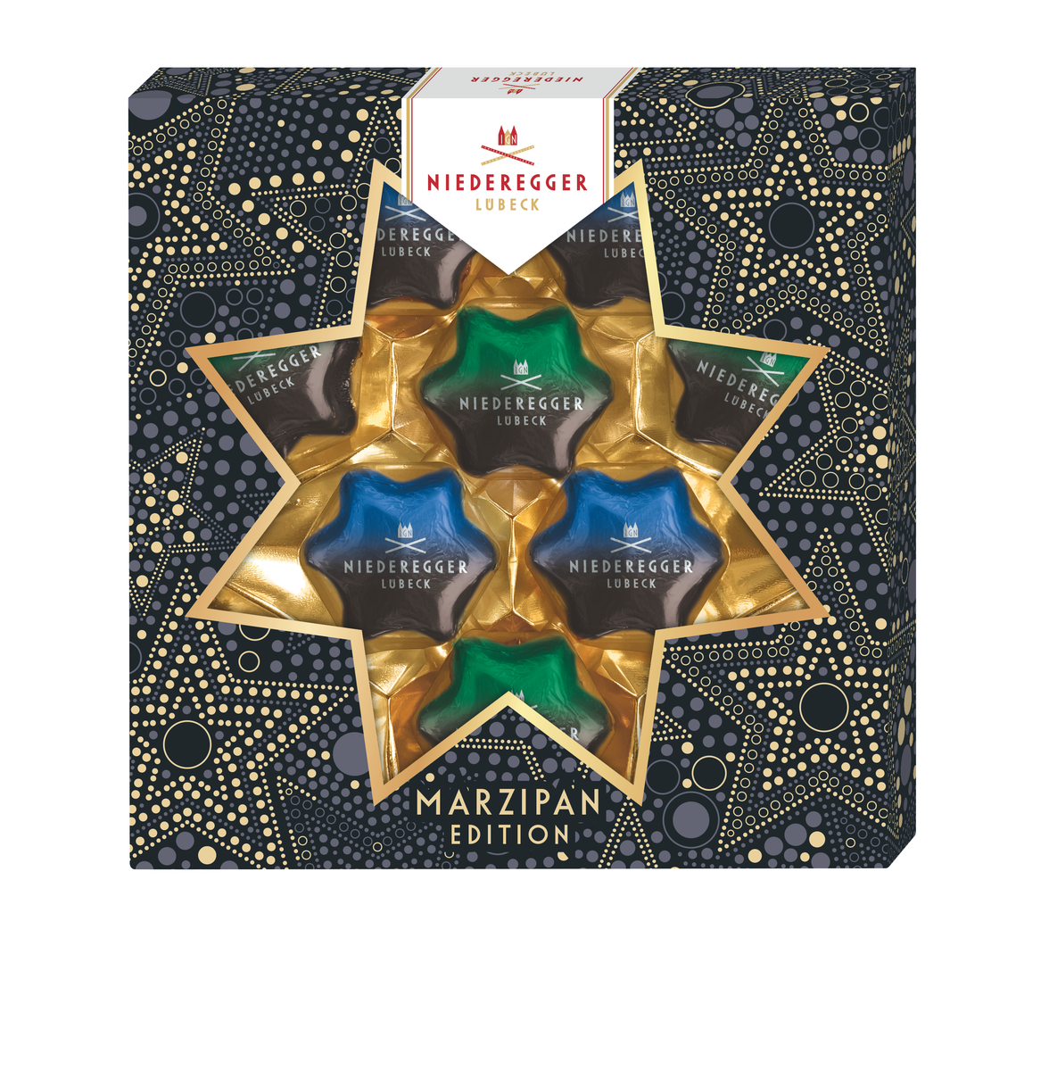 Marzipan Sterne Dark Edition mit Schokoladenüberzug, kompakte 125 g Packung, fein geformte Marzipan-Sterne