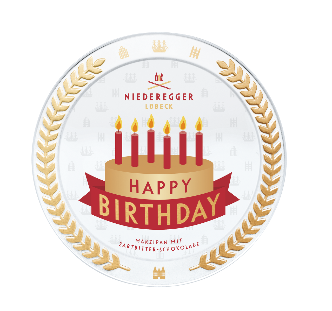 Marzipan Torte Happy Birthday Dose, 185 g, mit Mandelanteil 45 %, Zartbitter-Schokolade 21 %