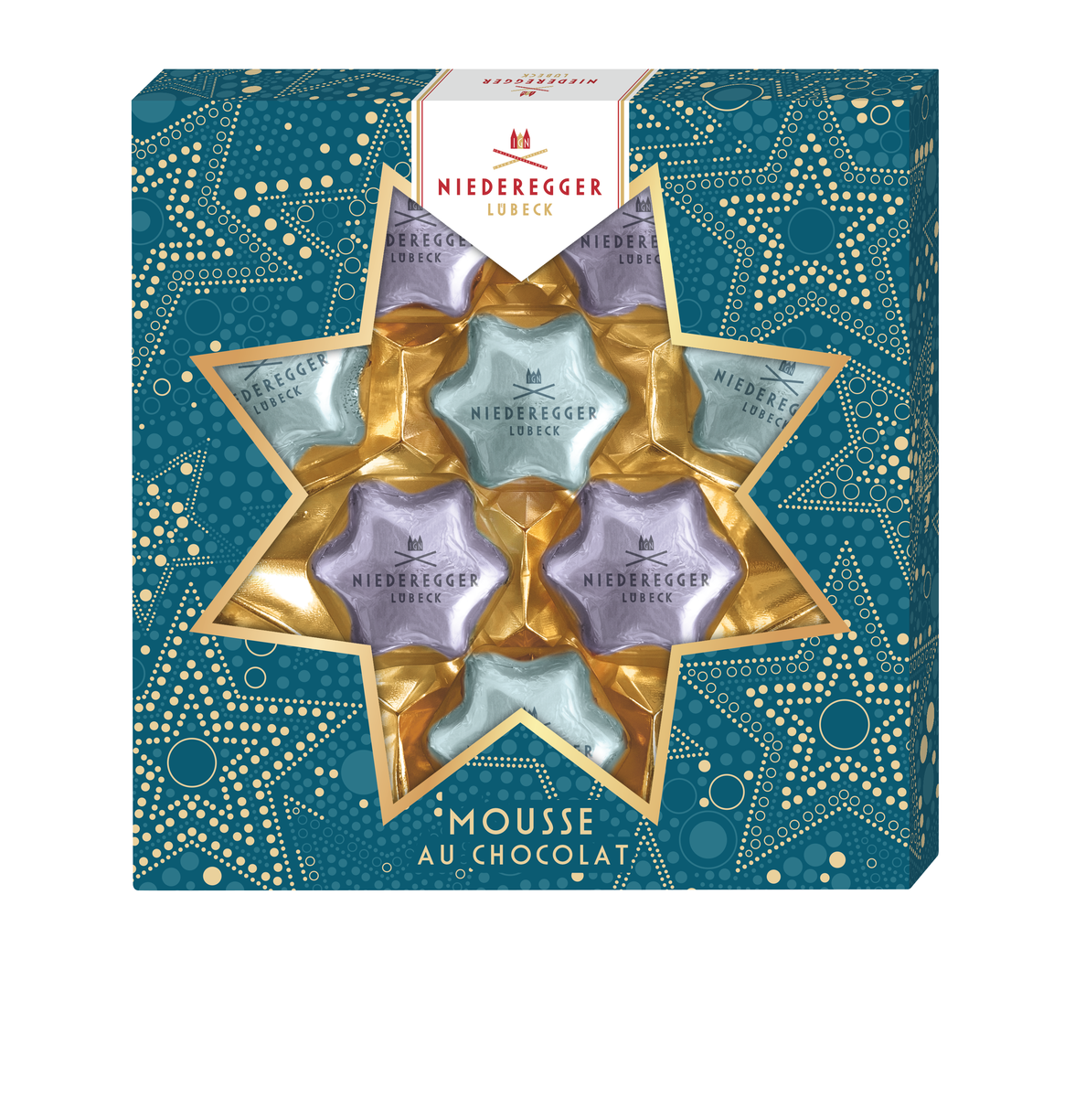 Pralinen Sterne Mousse Duo - Schokoladenpralinen mit Zartbitter- und Vollmilch-Schokolade, 125 g