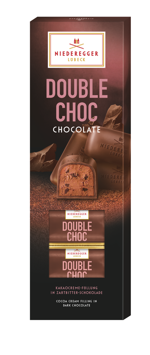 Pralinen Double Choc Chocolate 100 g Pralinen Double Choc Chocolate, Pralinen mit dunkler und milchiger Schokolade, 100 g Nettogewicht