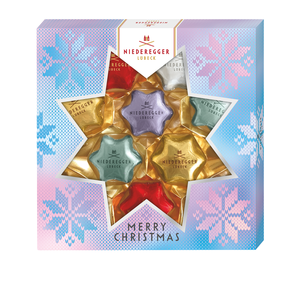 Marzipan-Weihnachtssterne Variationen aus Vollmilch- und Zartbitter-Schokolade, 125 g