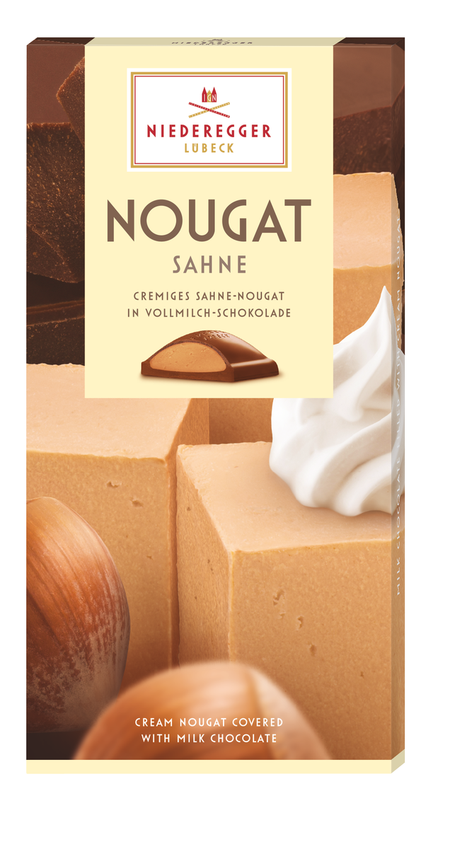 Nougat-Tafel Sahne aus Vollmilchschokolade mit Sahne-Nougat-Füllung, sichtbar braun, 100 g