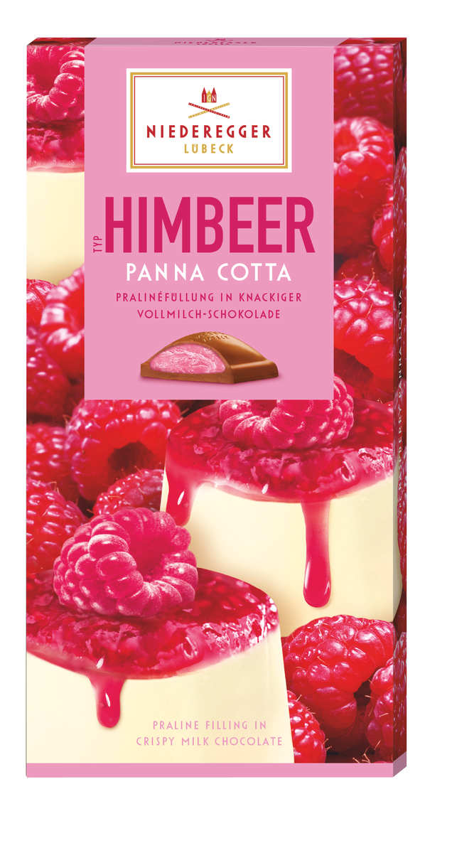 PralinenTafel Himbeer Panna Cotta, Schokoladenpraline mit Himbeergeschmack, 100 g