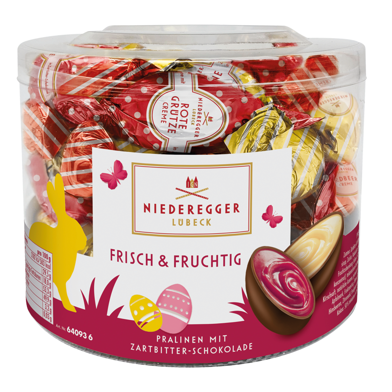 Pralinen Eier, 3-fach sortiert, 32 Stück im Köcher