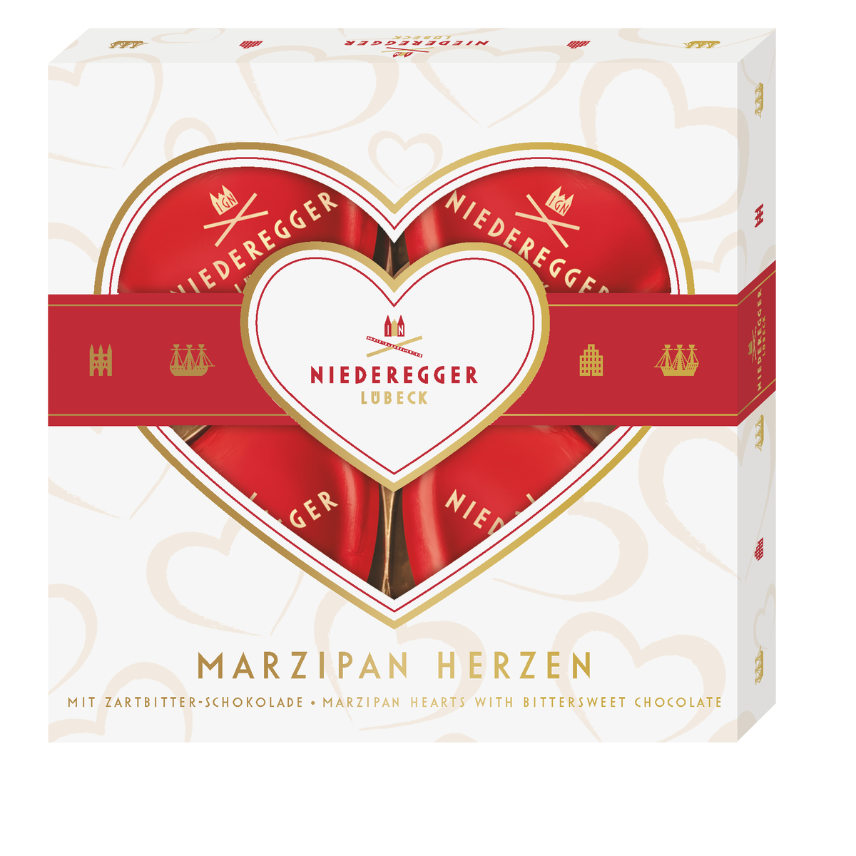 Marzipan Herzen in Zartbitterschokolade, 50 g Nettogewicht, feine Schokolade umhüllt das Marzipan