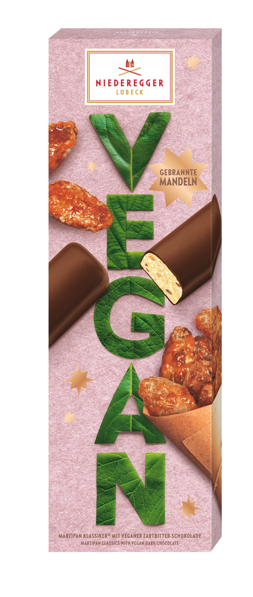 Vegan Marzipan Gebrannte Mandeln 100 g Vegan Marzipan gebrannte Mandeln mit Überzug aus Zartbitterschokolade, 100 g Packung
