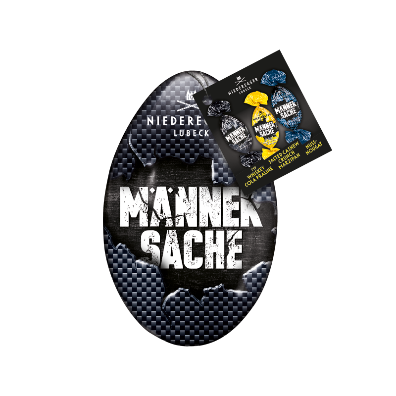 Marzipan Metallei Männersache 3-fach sortiert im Verkaufstray