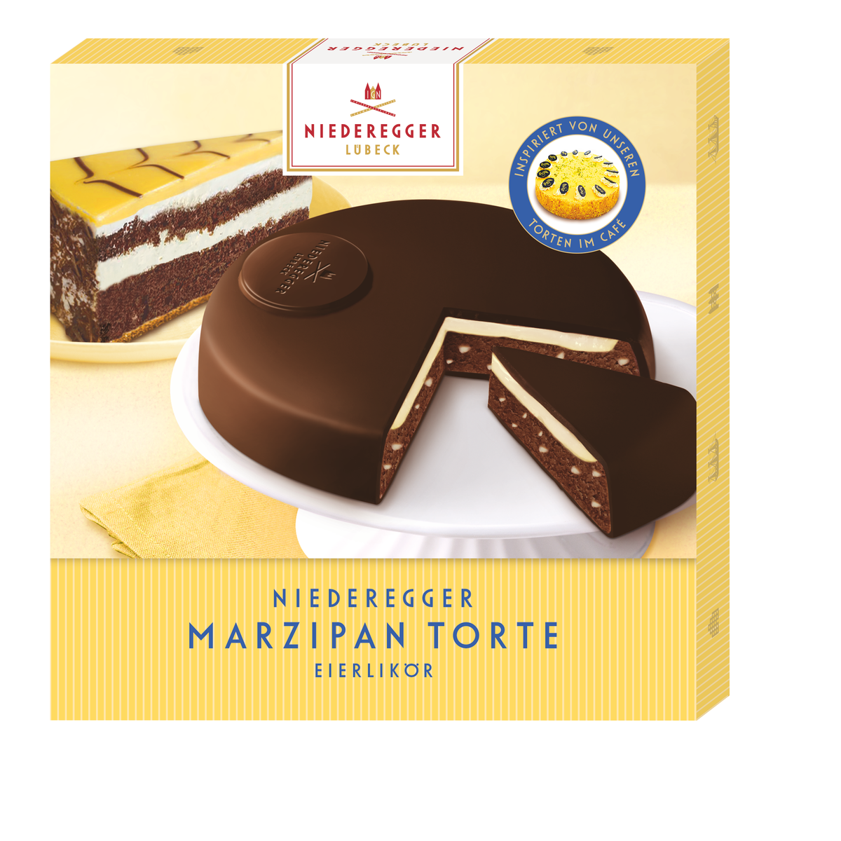 Marzipan Torte Eierlikör, 185 g, Torte mit Marzipan und Eierlikör und Zartbitter-Schokolade