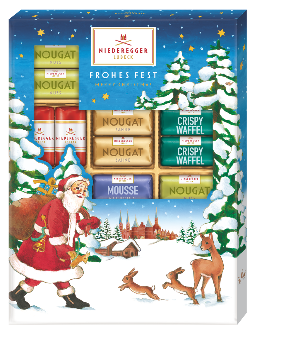Meisterselektion Weihnachten Schokoladen-Variante mit Vollmilch, Zartbitter und weiße Schokolade, 300 g Packung
