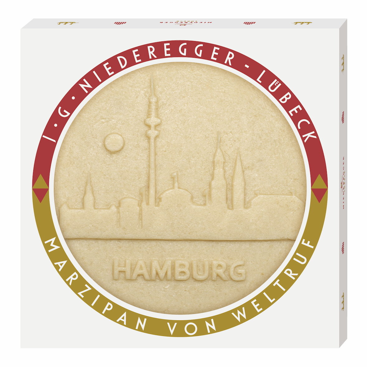 Marzipan Sondertorte Städtemotiv Skyline Hamburg