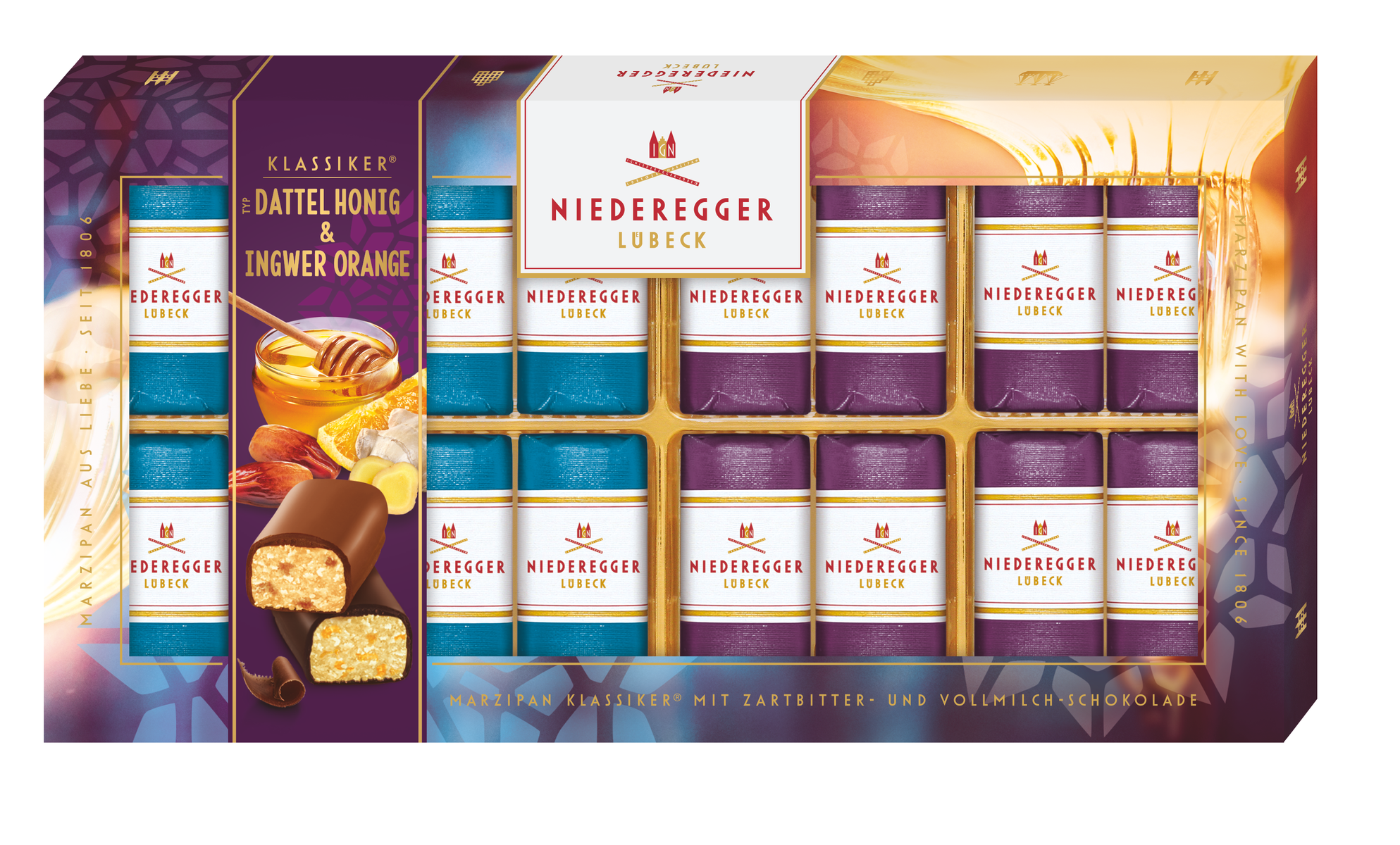 Marzipan Klassiker orientalisch, 200 g – Schokoladenüberzug, Variationen mit Mandeln und Datteln