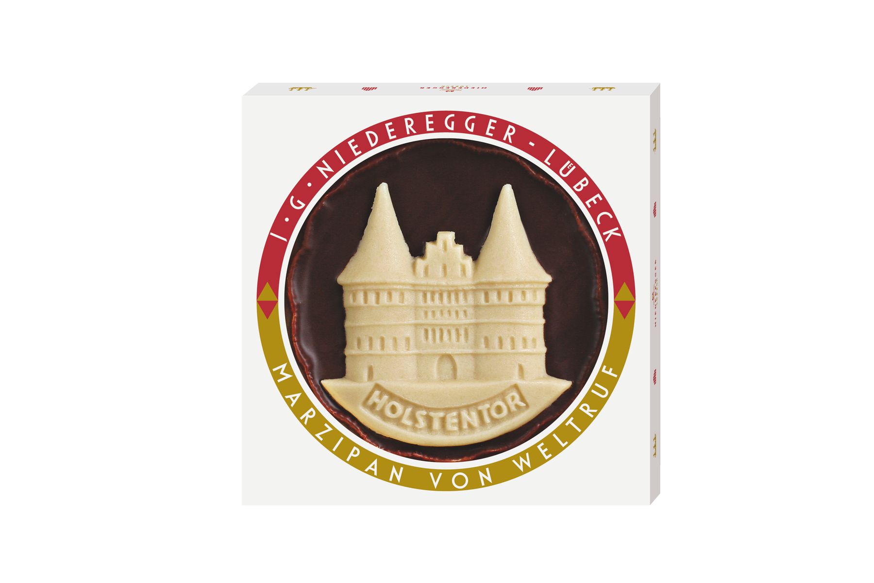 Marzipan-Torte Holstentor rund Ø11 cm, 125 g, mit Mandeln und Zartbitter-Schokolade