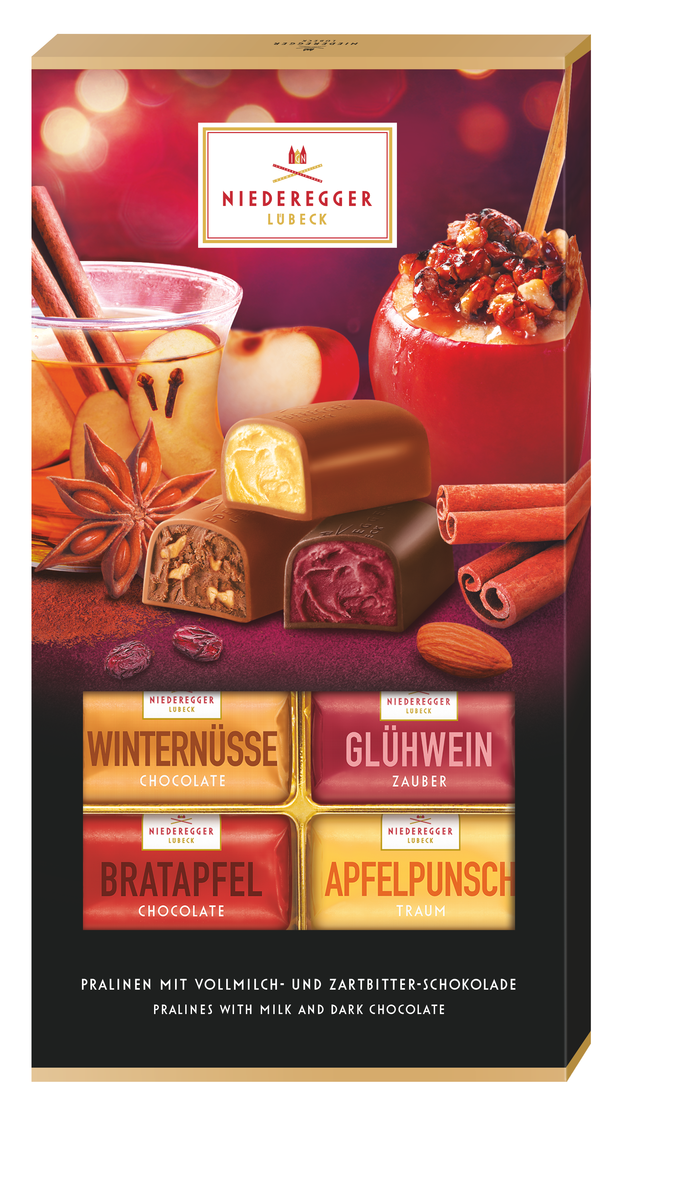 Pralinen Variationen Winter, assortierte Schokoladen-Pralinen, 200 g Nettogewicht