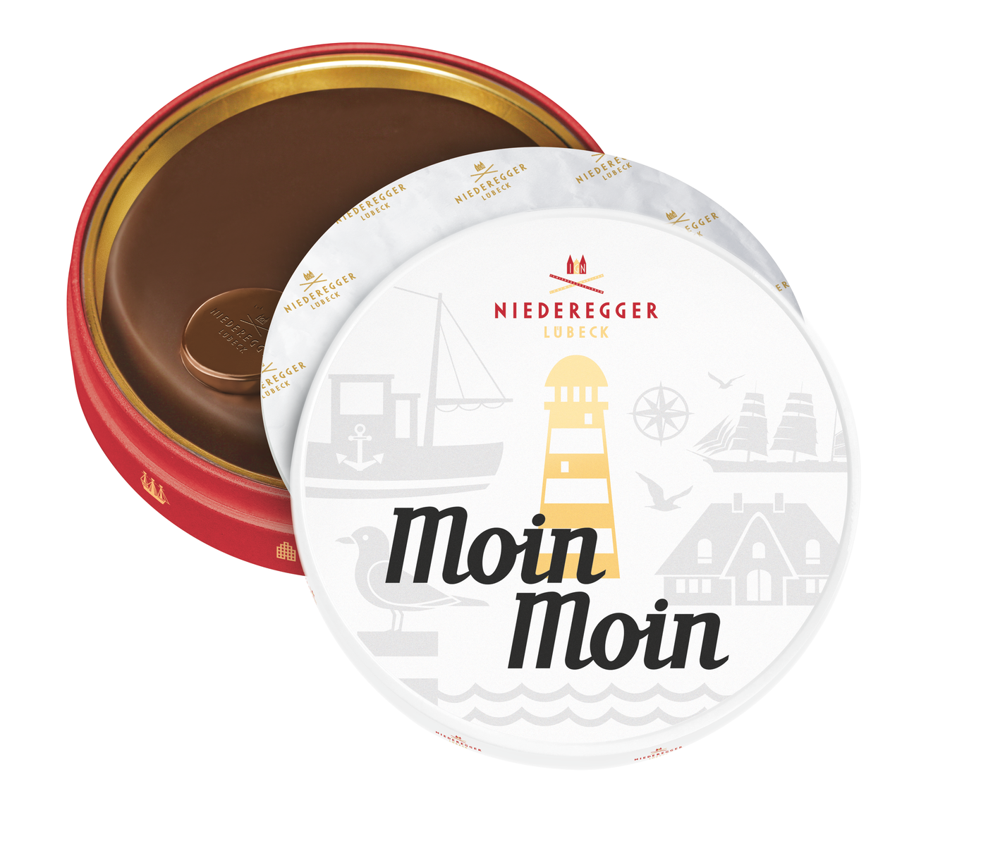 Marzipan Torte Moin Moin in Dose, 185 g, Hauptbild des verpackten Produkts, klare Produktdarstellung