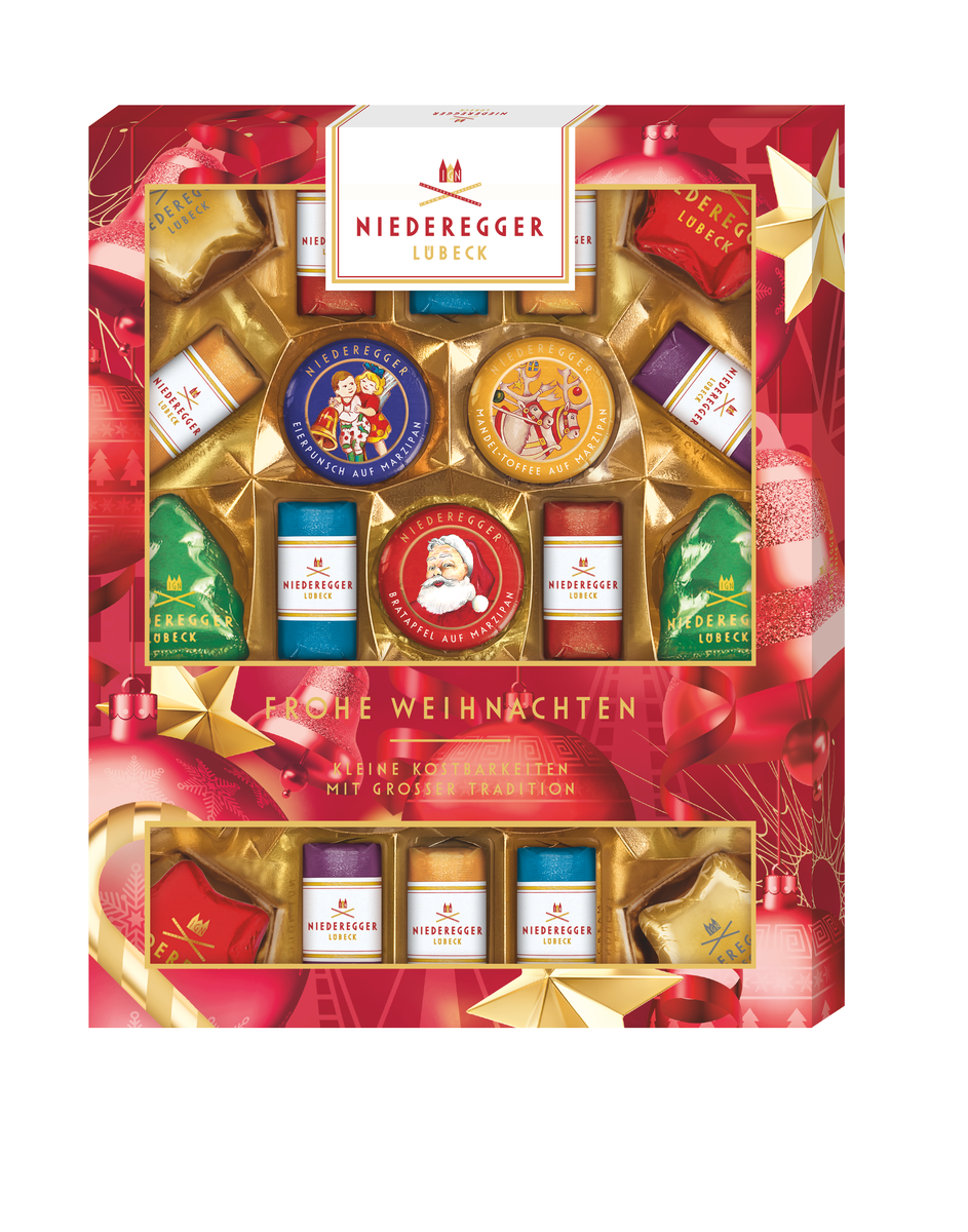 Marzipanerie Weihnachten – Schokoladenkonfekt mit Mandeln, Weihnachtsedition, 295 g, Haupt-Artikelbild des Produkts