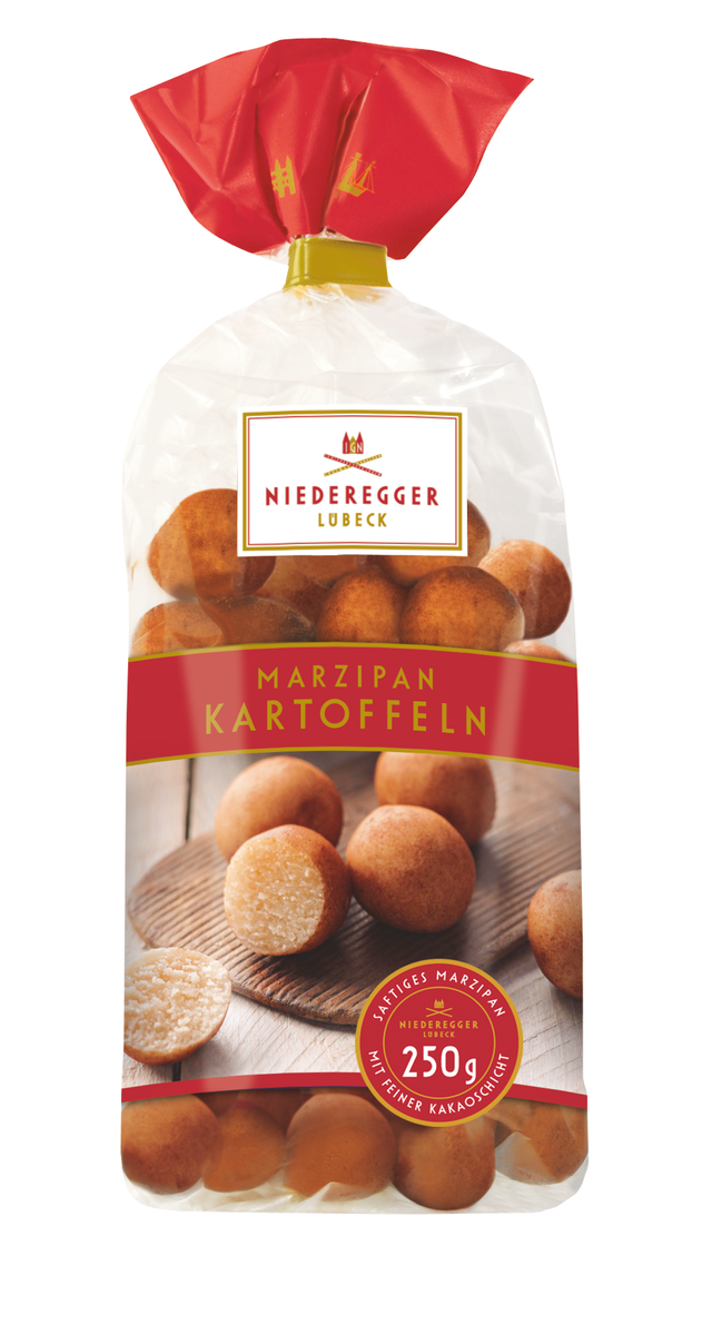 Marzipan Kartoffeln im Beutel, 250 g Beutelinhalt, runde Marzipan-Nascherei im Snackformat