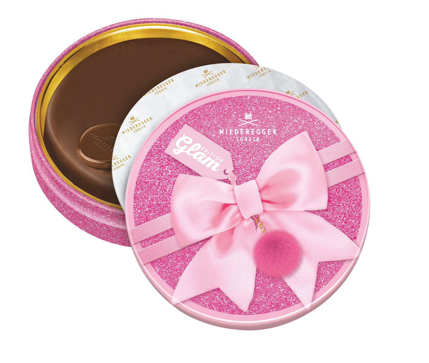 Marzipan Torte in Dose Glamour, 185 g, runde Metall-Dose mit Marzipan und Zartbitter-Schokolade