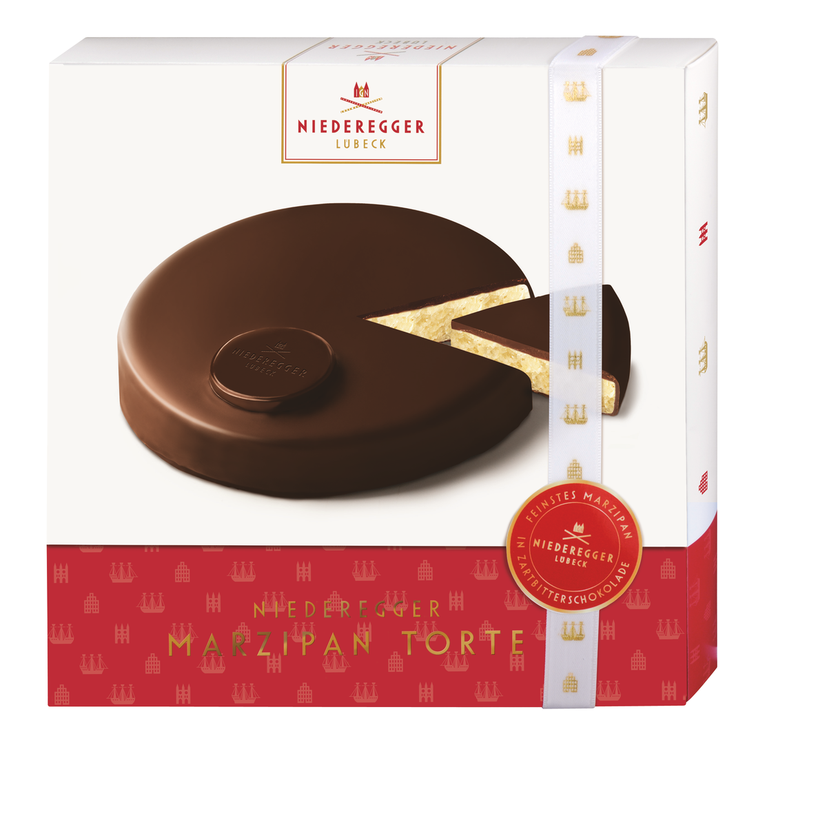 Marzipan Torte mit Mandeln (44 %) und Zartbitter-Schokolade, 390 g Gesamtgewicht