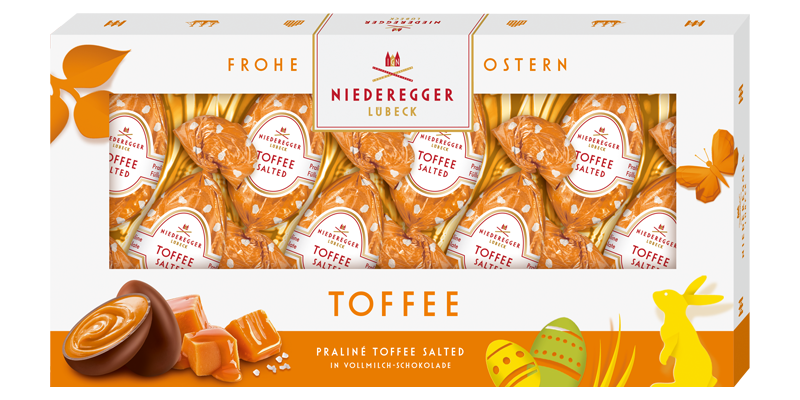 Toffee Salted Eier in Vollmilch-Schokolade