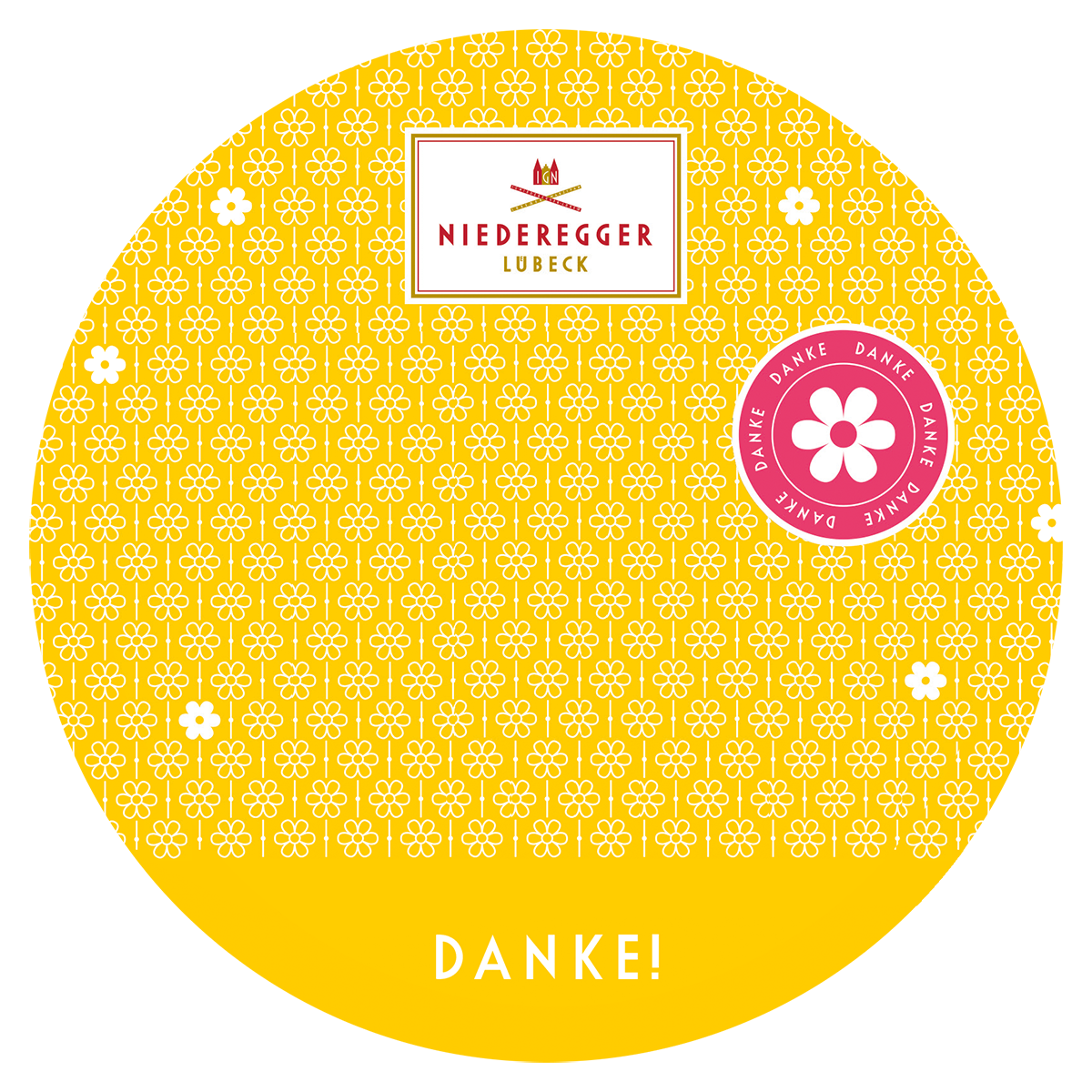 Marzipan Torte mit Aufkleber " Danke"