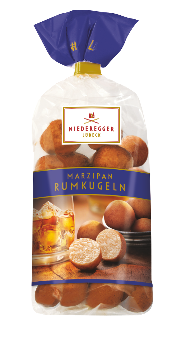 Marzipan Rumkugeln im Beutel, 150 g, runde Kugeln mit Mandelanteil 57 % und Rum.