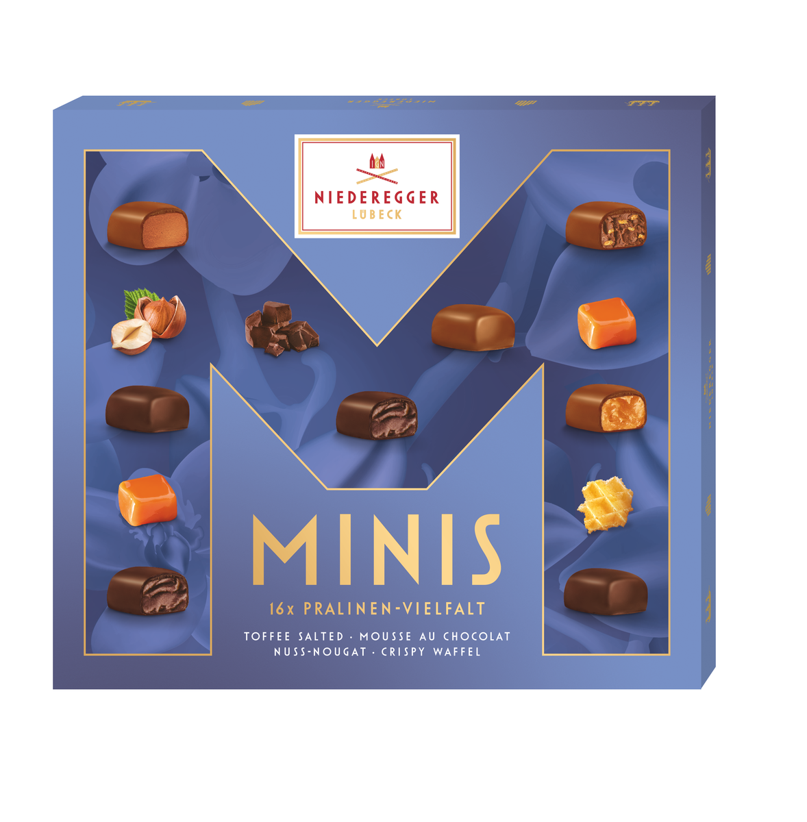 Pralinen Minis Vielfalt, assortierte Mini-Pralinen aus Vollmilch-Schokolade, Zartbitter- und weiße Schokolade, 120 g