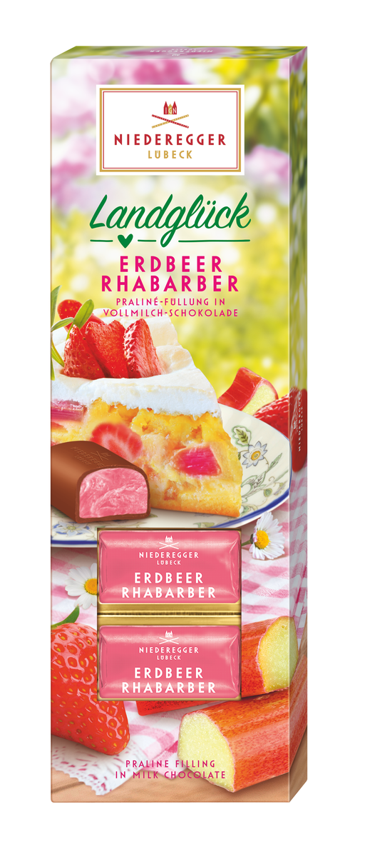 Pralinen Erdbeer Rhabarber, 100 g Hauptbild des Produkts mit Schokoladenpralinen
