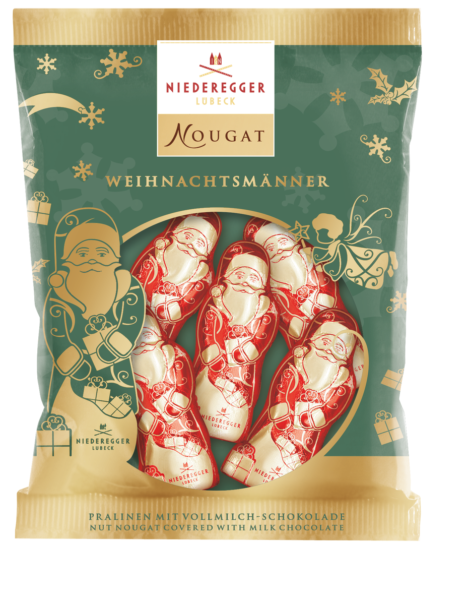 Nougat-Weihnachtsmänner im Beutel, Milchschokolade, 87 g Nettogewicht, festliche Schokoladenfiguren