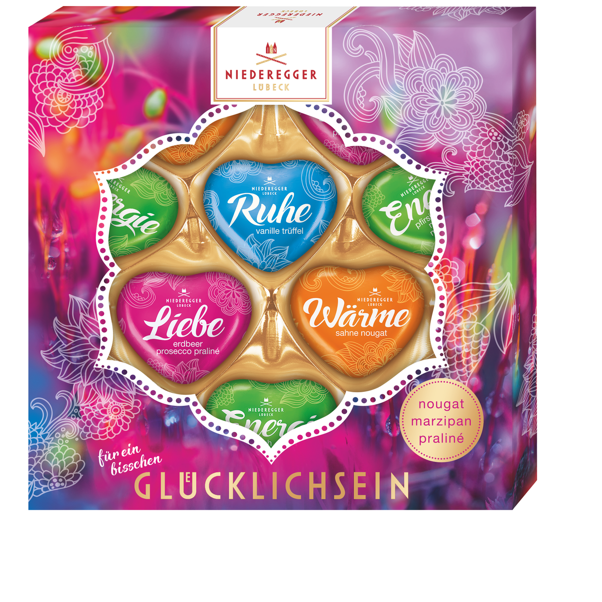 Herzen-Sortiment 3fach sortiert: Schokoladenherzen in drei Sorten, Weiße, Vollmilch- und Zartbitter-Schokolade, 125 g