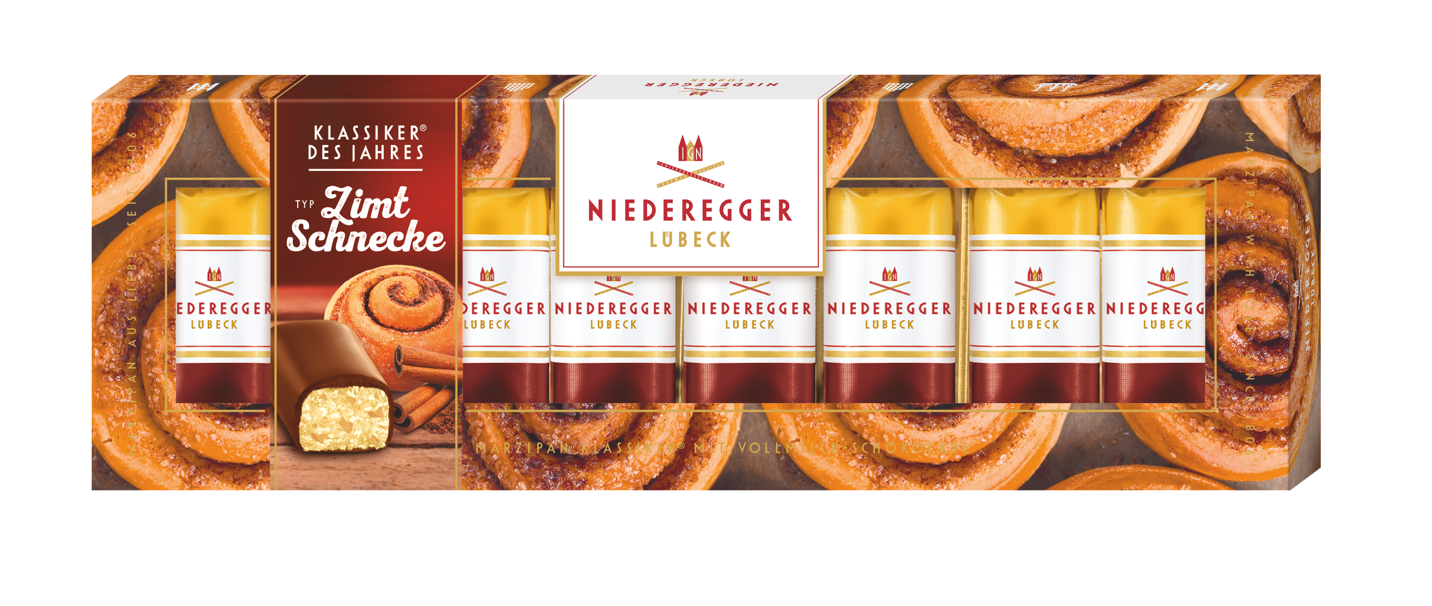 Marzipan Klassiker Zimtschnecke - Mandelmarzipan in Milchschokoladenüberzug mit Zimt, 100 g